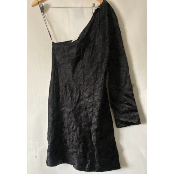 Free People Third Form Running Water One Shoulder Mini Dress Black M US10 NWT - Picture 5 of 10